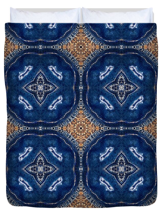 Blue Striped Agate Abstract I - Duvet Cover