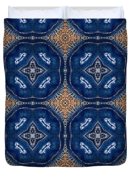 Blue Striped Agate Abstract I - Duvet Cover