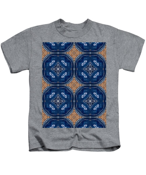 Blue Striped Agate Abstract I - Kids T-Shirt