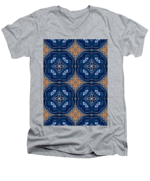 Blue Striped Agate Abstract I - Men's V-Neck T-Shirt