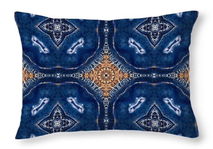 Blue Striped Agate Abstract I - Throw Pillow