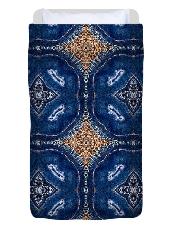 Blue Striped Agate Abstract I - Duvet Cover