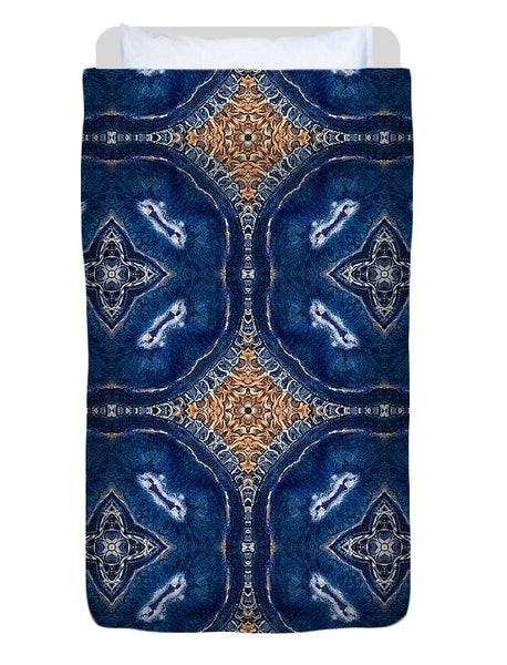 Blue Striped Agate Abstract I - Duvet Cover