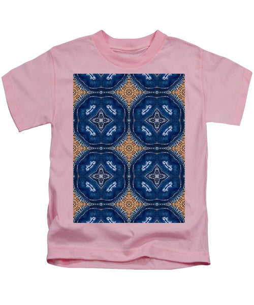 Blue Striped Agate Abstract I - Kids T-Shirt