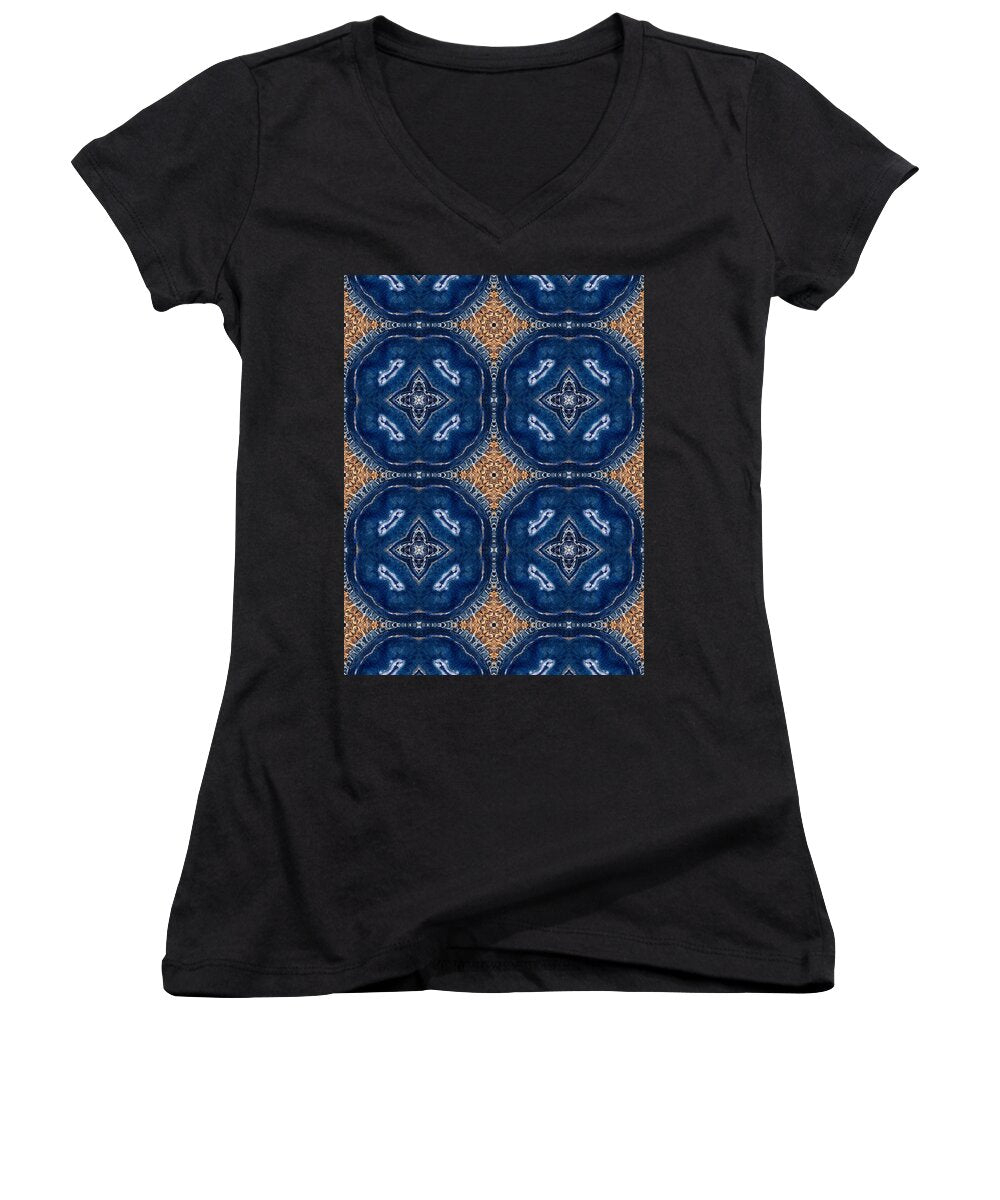 Blue Striped Agate Abstract I - Women's V-Neck