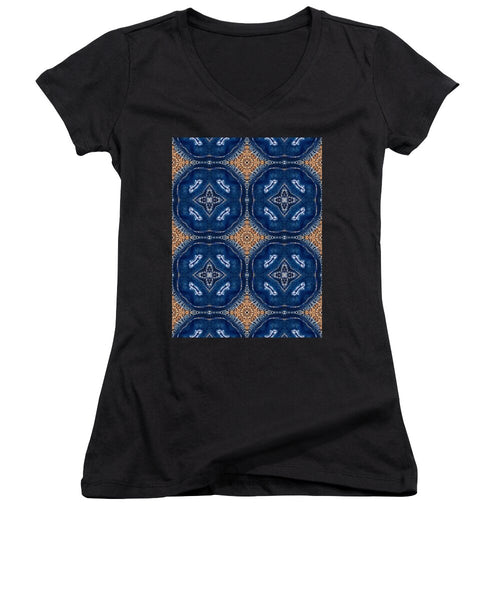 Blue Striped Agate Abstract I - Women's V-Neck