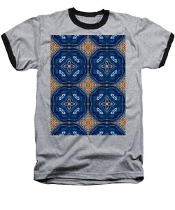 Blue Striped Agate Abstract I - Baseball T-Shirt