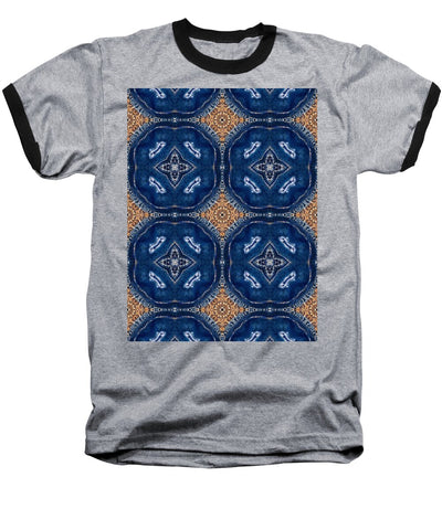 Blue Striped Agate Abstract I - Baseball T-Shirt
