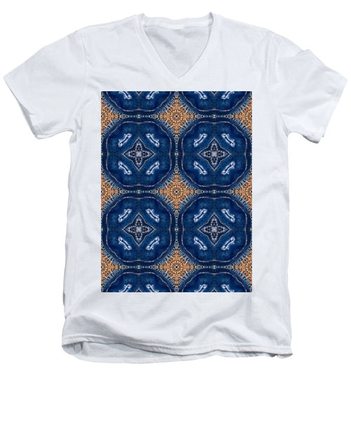 Blue Striped Agate Abstract I - Men's V-Neck T-Shirt