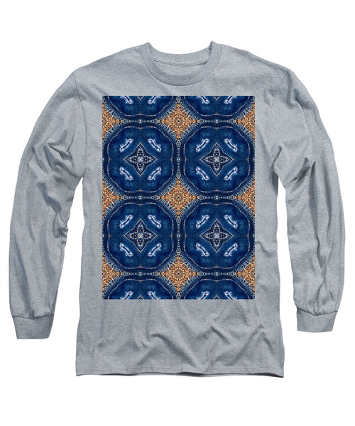 Blue Striped Agate Abstract I - Long Sleeve T-Shirt