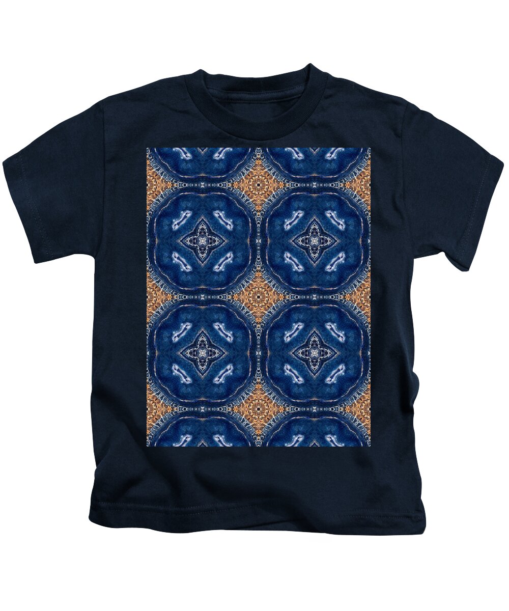 Blue Striped Agate Abstract I - Kids T-Shirt
