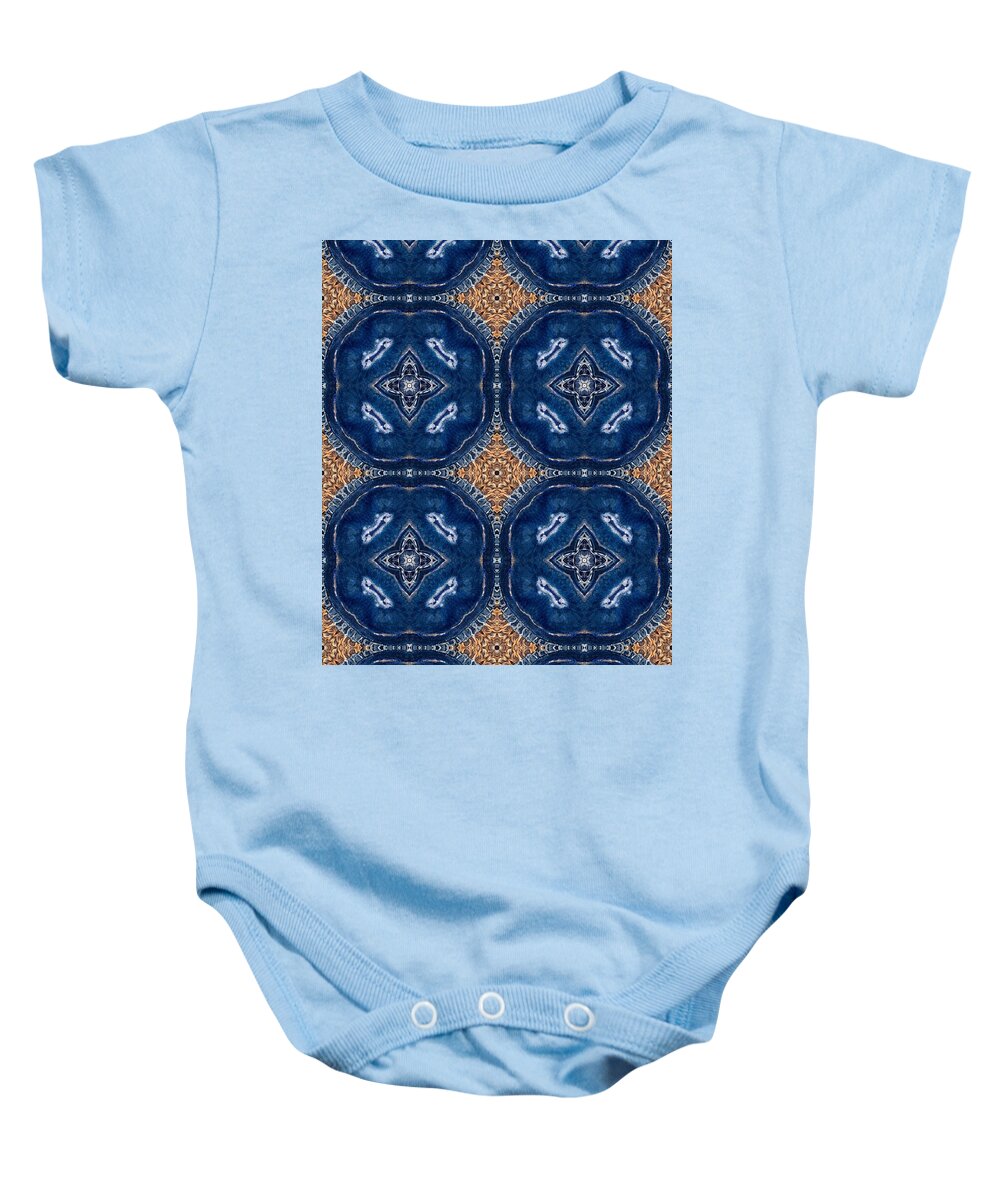 Blue Striped Agate Abstract I - Baby Onesie