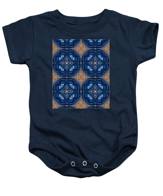Blue Striped Agate Abstract I - Baby Onesie
