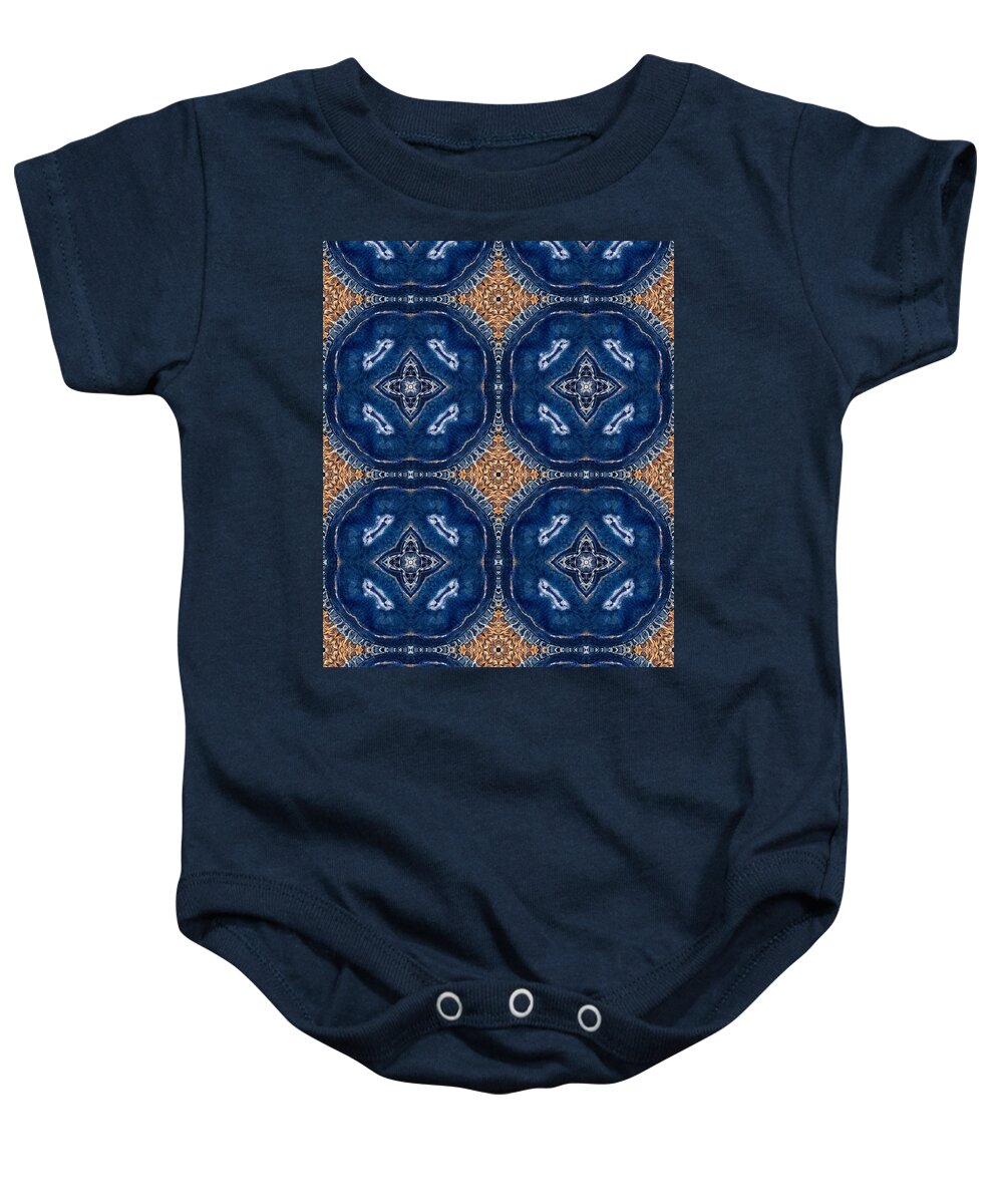 Blue Striped Agate Abstract I - Baby Onesie