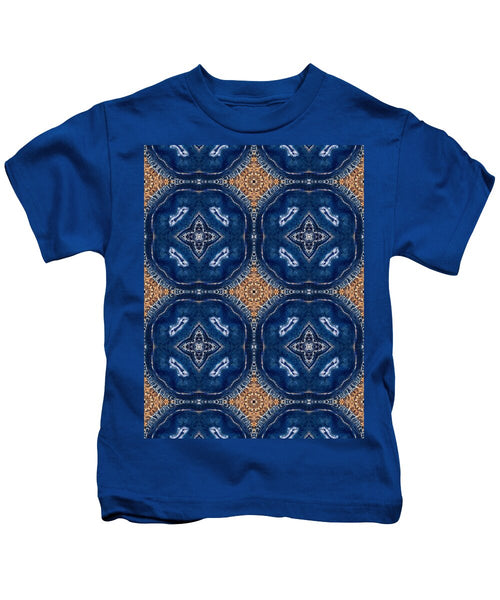 Blue Striped Agate Abstract I - Kids T-Shirt