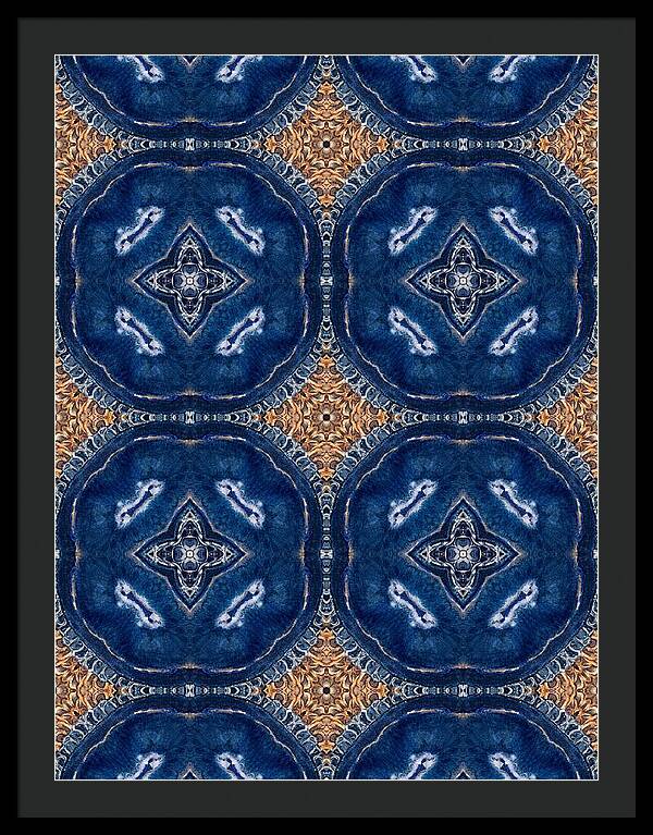 Blue Striped Agate Abstract I - Framed Print
