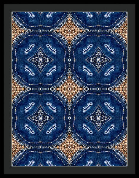 Blue Striped Agate Abstract I - Framed Print
