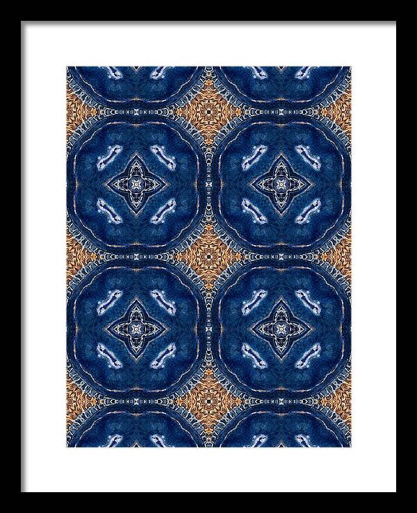 Blue Striped Agate Abstract I - Framed Print