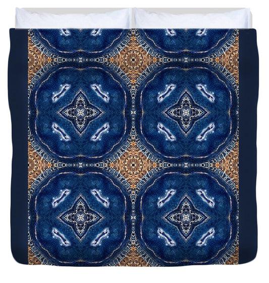 Blue Striped Agate Abstract I - Duvet Cover
