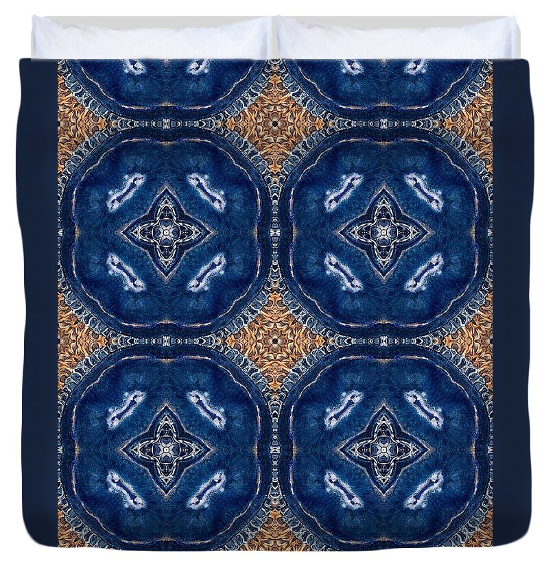 Blue Striped Agate Abstract I - Duvet Cover