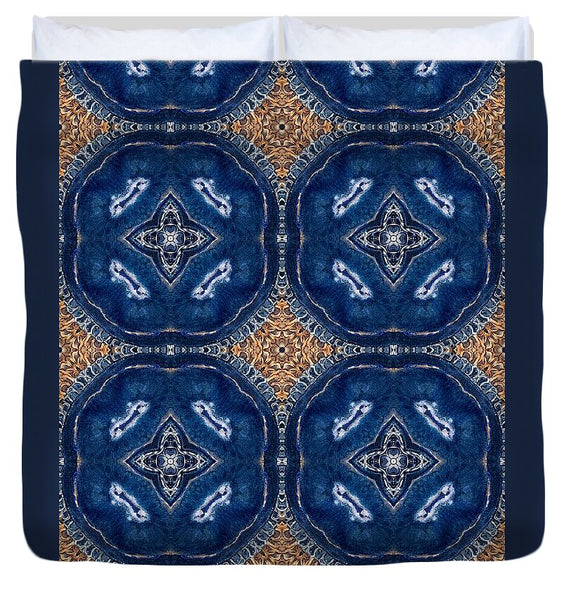 Blue Striped Agate Abstract I - Duvet Cover