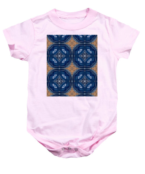 Blue Striped Agate Abstract I - Baby Onesie