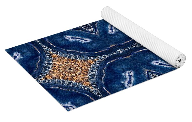 Blue Striped Agate Abstract I - Yoga Mat