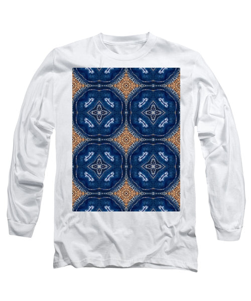 Blue Striped Agate Abstract I - Long Sleeve T-Shirt