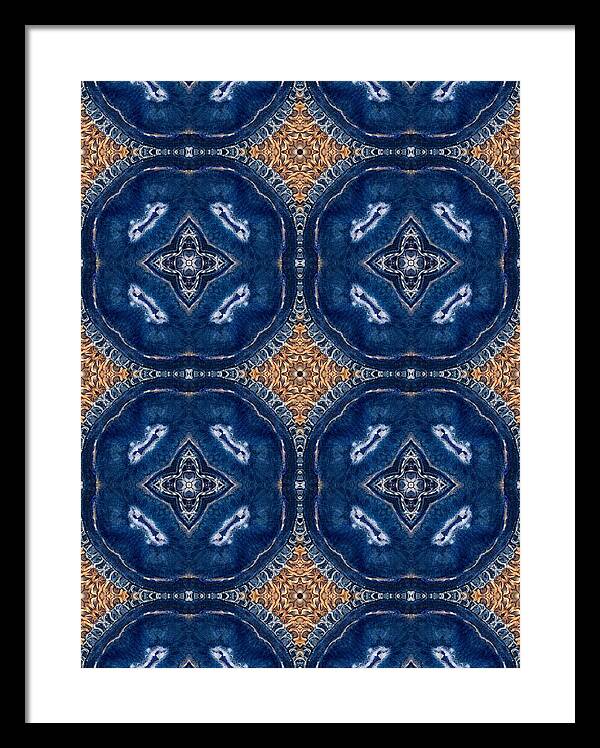 Blue Striped Agate Abstract I - Framed Print