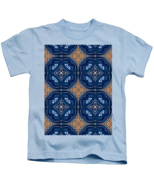 Blue Striped Agate Abstract I - Kids T-Shirt