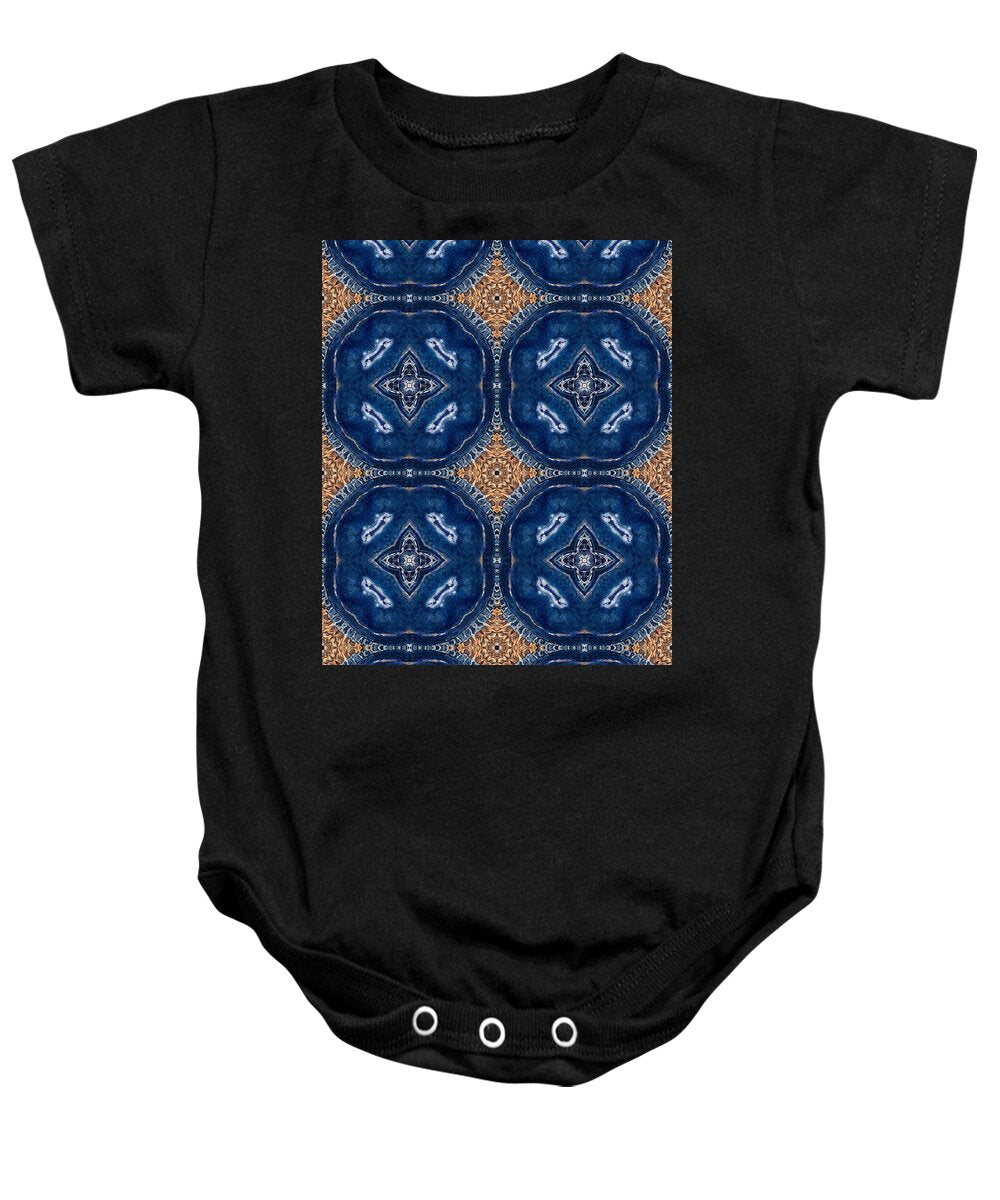Blue Striped Agate Abstract I - Baby Onesie