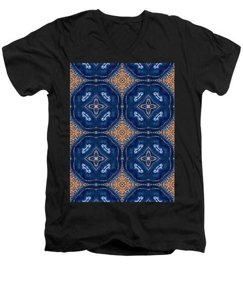 Blue Striped Agate Abstract I - Men's V-Neck T-Shirt