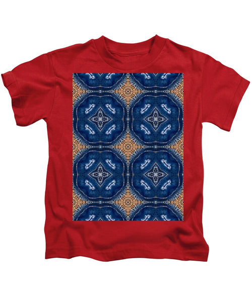 Blue Striped Agate Abstract I - Kids T-Shirt
