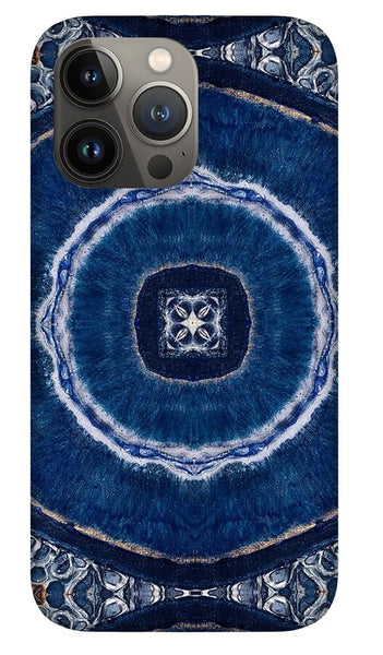 Blue Striped Agate Abstract II - Phone Case