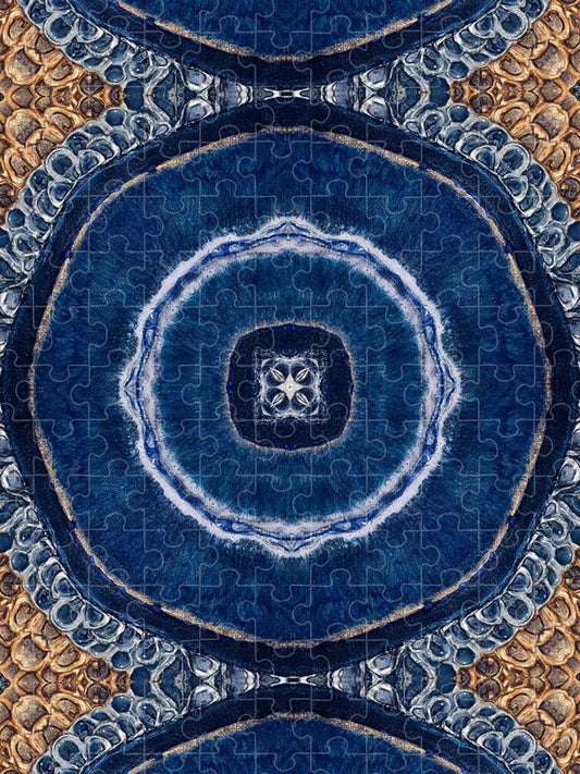Blue Striped Agate Abstract II - Puzzle