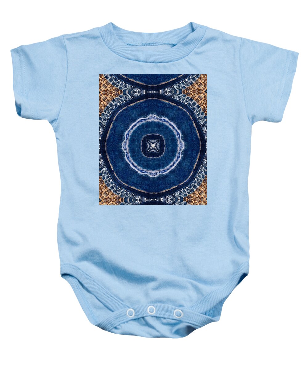 Blue Striped Agate Abstract II - Baby Onesie