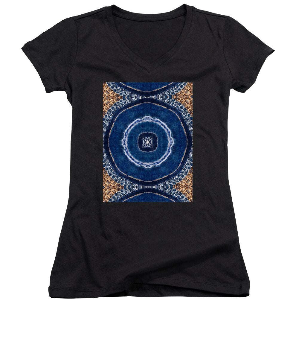 Blue Striped Agate Abstract II - Women's V-Neck
