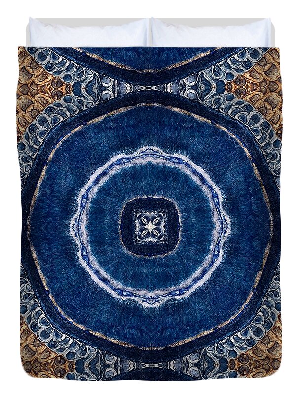 Blue Striped Agate Abstract II - Duvet Cover
