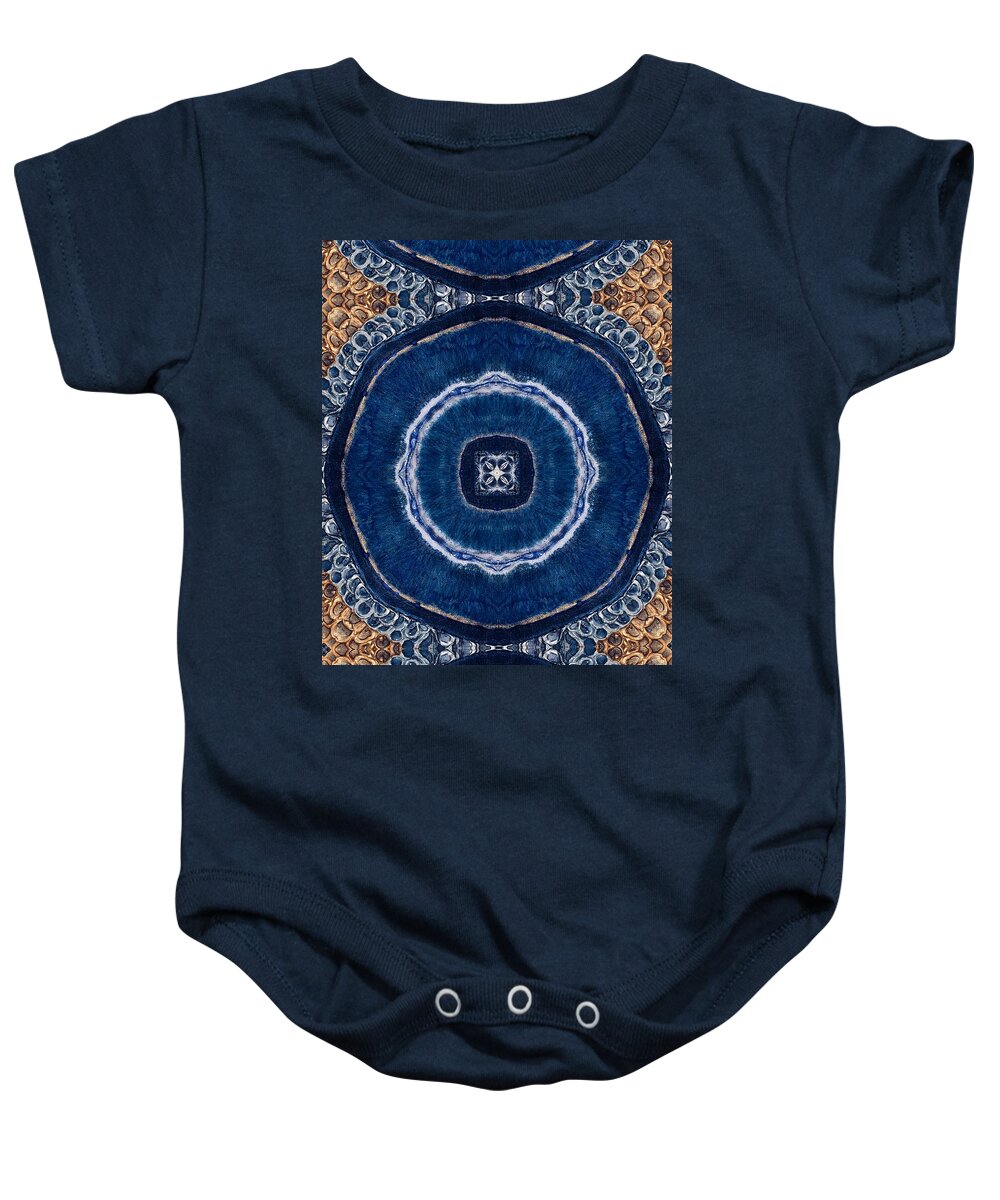 Blue Striped Agate Abstract II - Baby Onesie