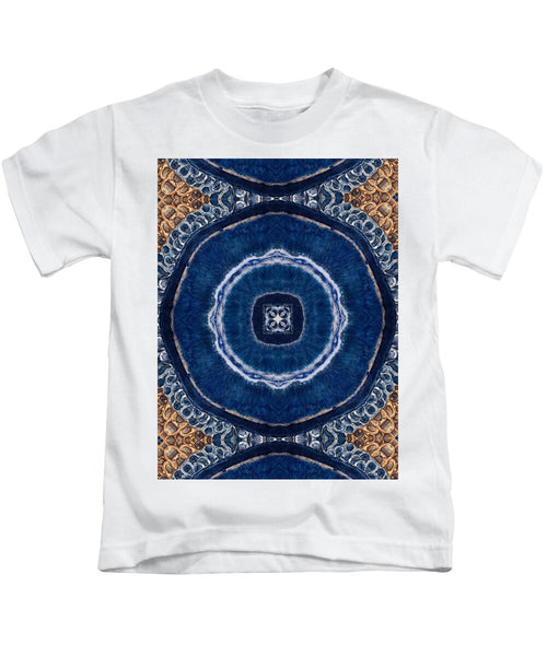 Blue Striped Agate Abstract II - Kids T-Shirt