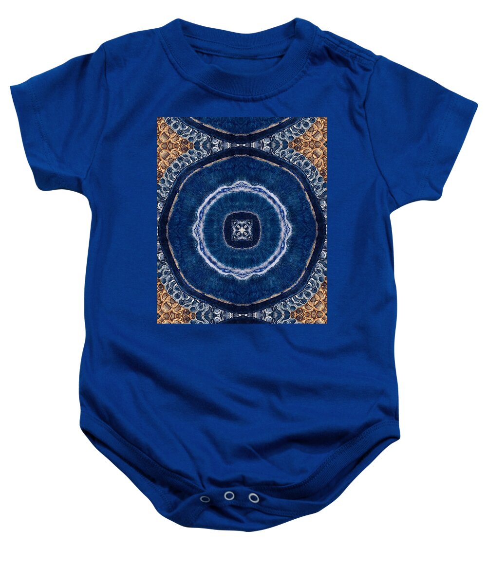 Blue Striped Agate Abstract II - Baby Onesie