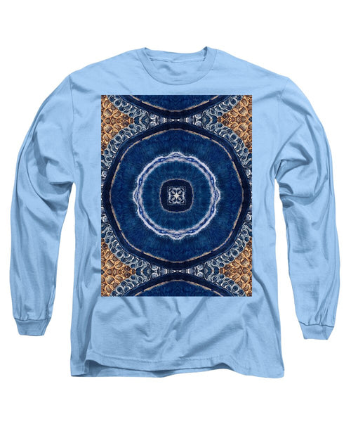 Blue Striped Agate Abstract II - Long Sleeve T-Shirt
