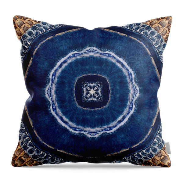 Blue Striped Agate Abstract II - Throw Pillow