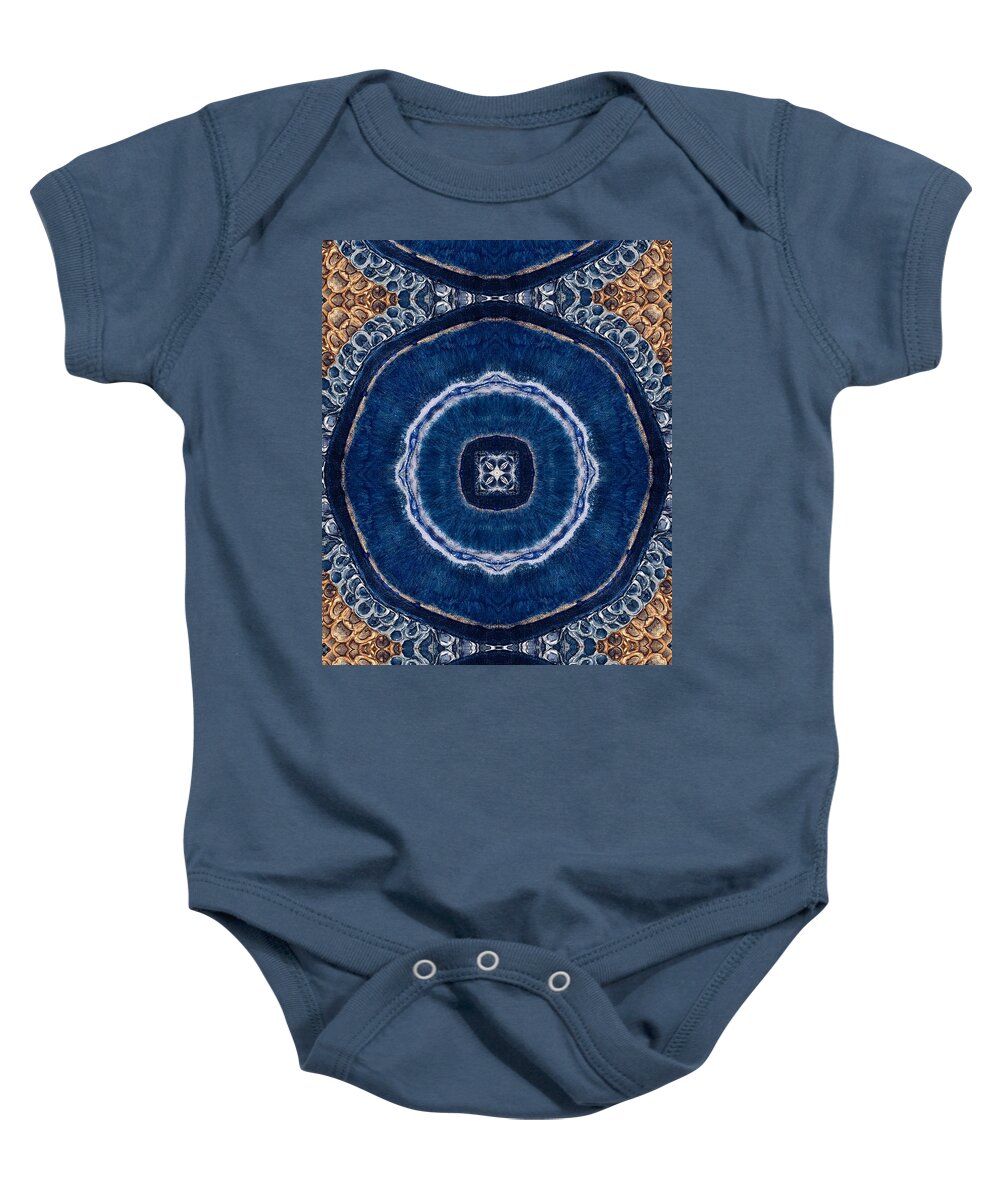 Blue Striped Agate Abstract II - Baby Onesie