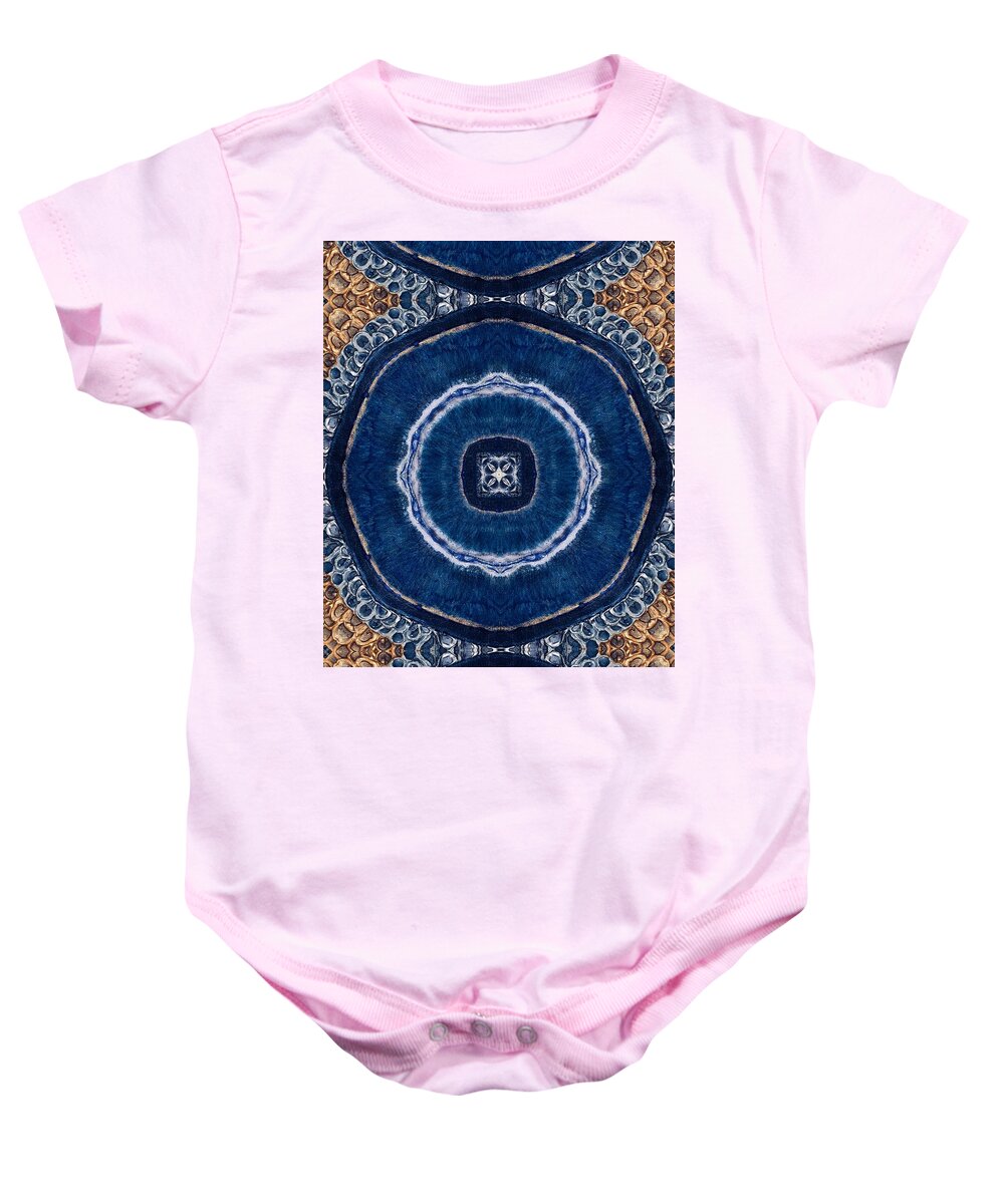 Blue Striped Agate Abstract II - Baby Onesie