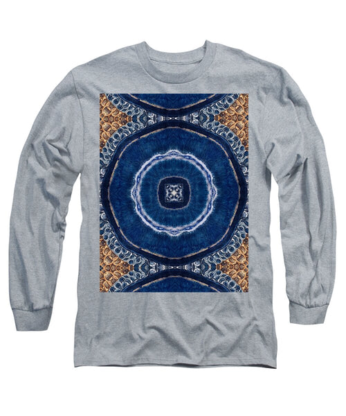 Blue Striped Agate Abstract II - Long Sleeve T-Shirt