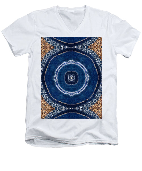 Blue Striped Agate Abstract II - Men's V-Neck T-Shirt