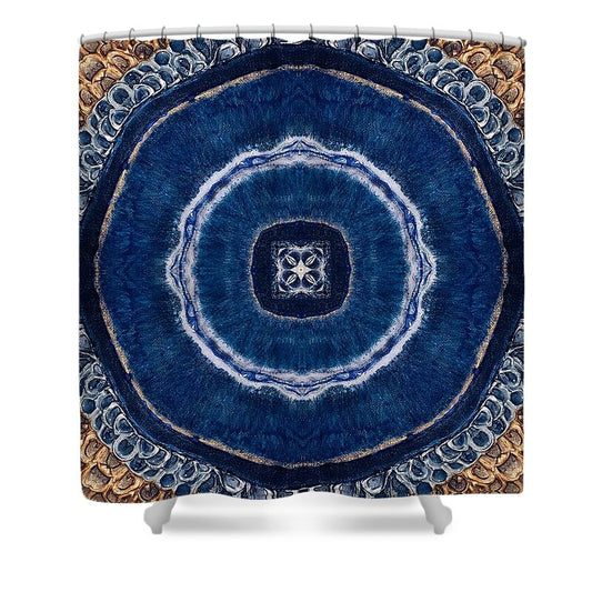 Blue Striped Agate Abstract II - Shower Curtain
