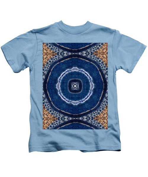 Blue Striped Agate Abstract II - Kids T-Shirt