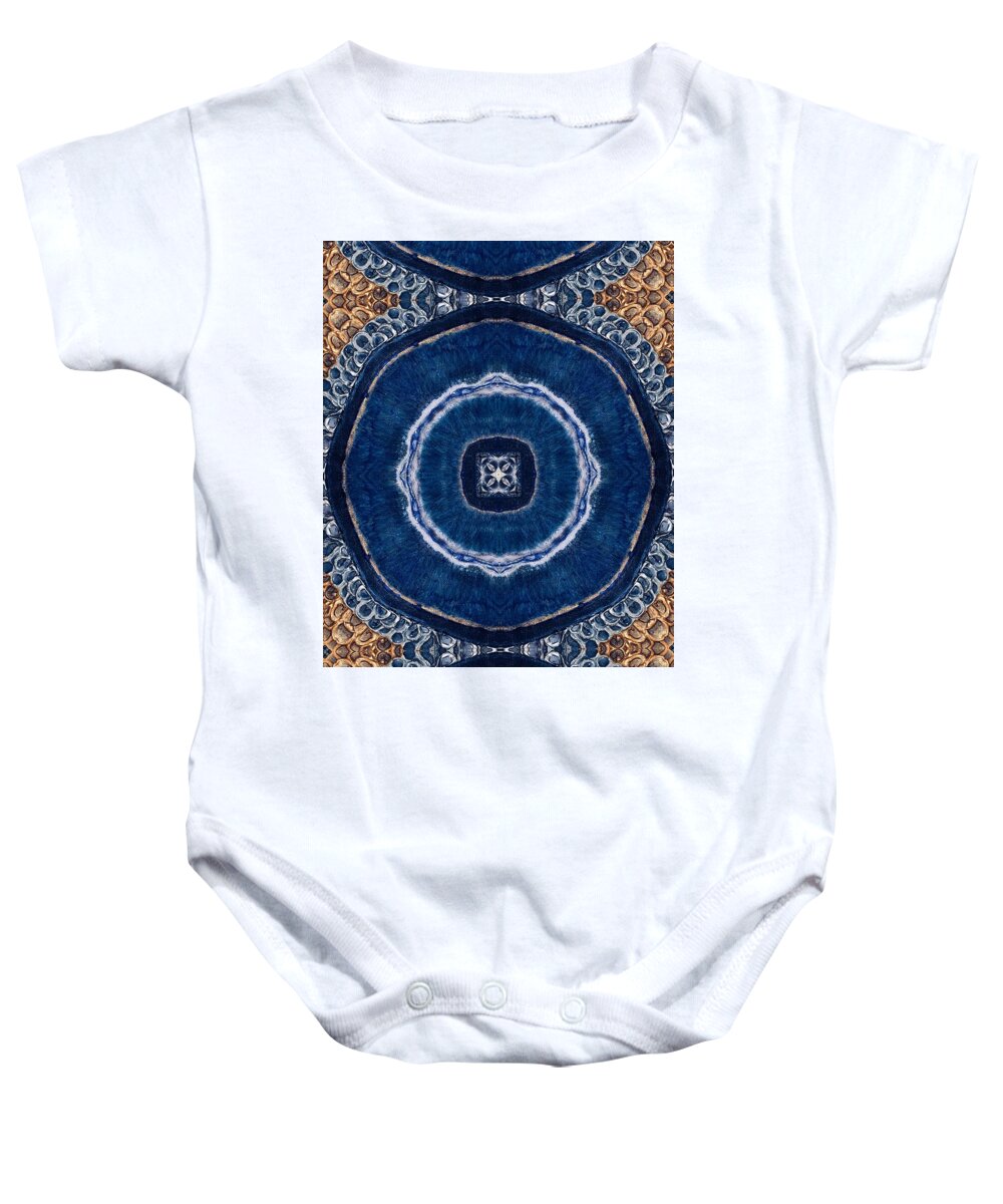 Blue Striped Agate Abstract II - Baby Onesie